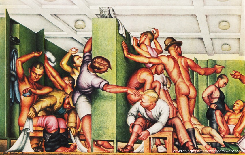Art Gay Mens Locker Room YMCA 1930s painting 