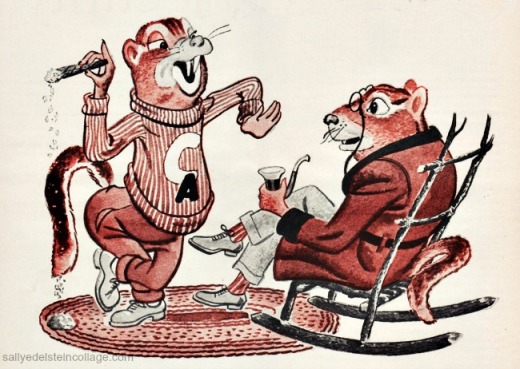 vintage Cartoon illustration chipmunks 1950s