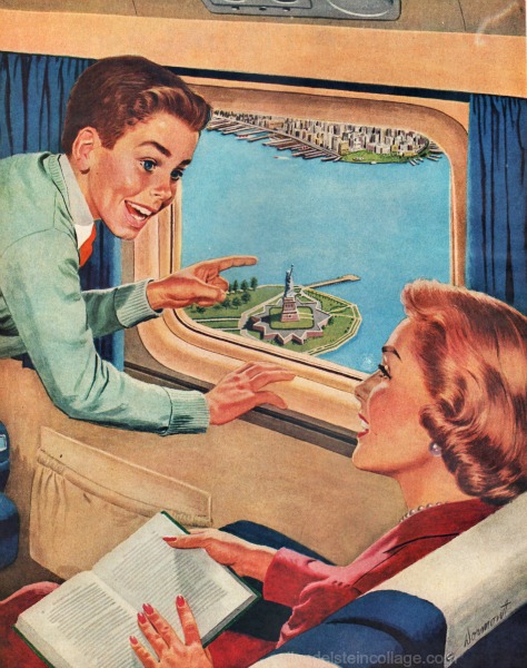 travel airplanes illustration 1950s