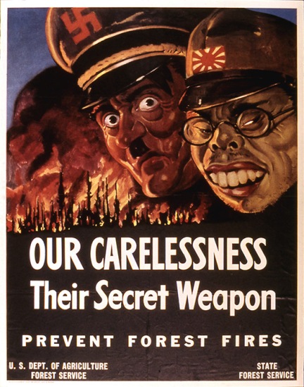 Vintage WWII Fire Prevention Poster 1943 Hitler and Tojo